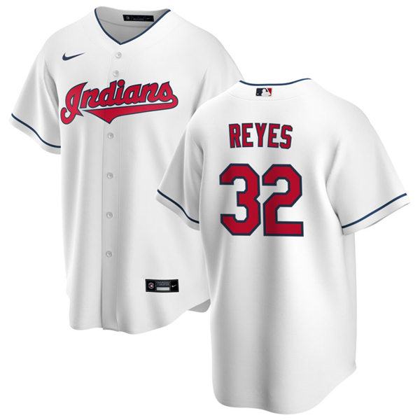 Mens Cleveland Indians #32 Franmil Reyes Nike Home White Cool Base Jersey