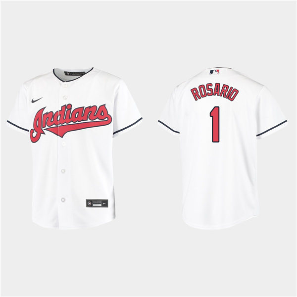 Youth Cleveland Indians #1 Amed Rosario Nike Home White Cool Base Jersey Youth Cleveland Indians #1 Amed Rosario Nike Home White Cool Base Jersey