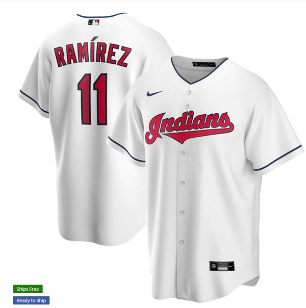 Youth Cleveland Indians #11 Jose Ramirez Nike Home White Cool Base Jersey