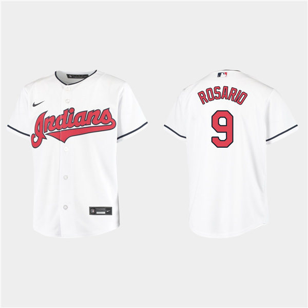 Youth Cleveland Indians #9 Eddie Rosario Nike Home White Cool Base Jersey