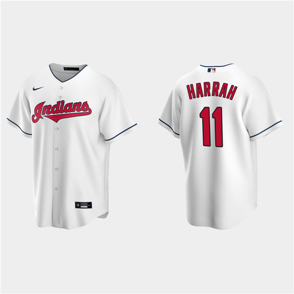 Men's Cleveland Indians Retired Player #11 Toby HarrahStitched White Nike MLB Cool Base Jersey