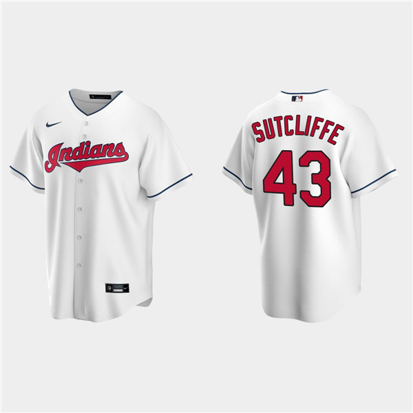 Men's Cleveland Indians Retired Player #43 Rick Sutcliffe Stitched White Nike MLB Cool Base Jersey Men's Cleveland Indians Retired Player #43 Rick Sutcliffe Stitched White Nike MLB Cool Base Jersey