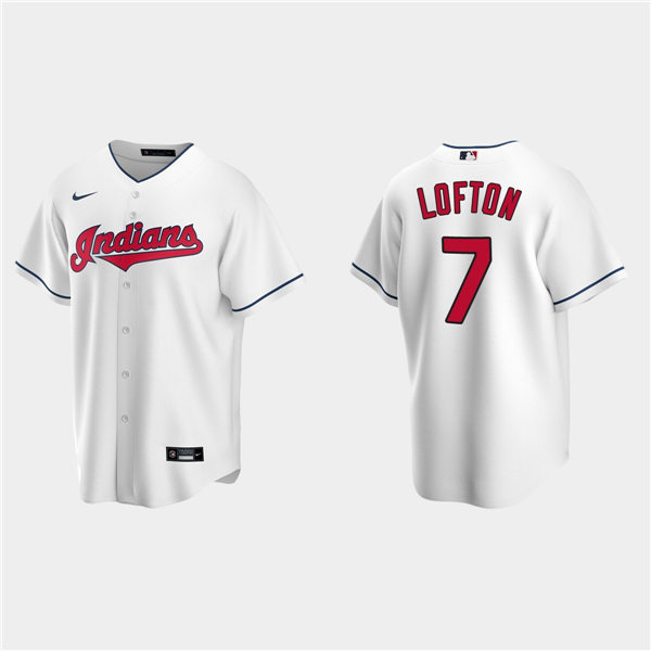 Men's Cleveland Indians Retired Player #7 Kenny Lofton Stitched White Nike MLB Cool Base Jersey