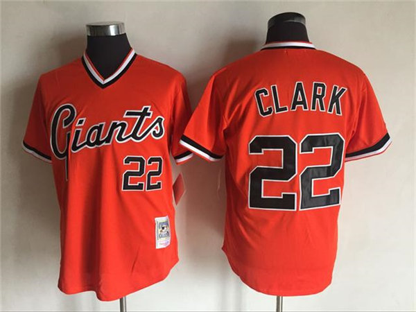 Men's San Francisco Giants Retired Player #22 Will Clark Orange Pullover Mitchell & Ness Cooperstown Throwback Jersey Men's San Francisco Giants Retired Player #22 Will Clark Orange Pullover Mitchell & Ness Cooperstown Throwback Jersey