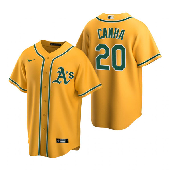 Youth Oakland Athletics #20 Mark Canha Nike Gold Alternate Jersey