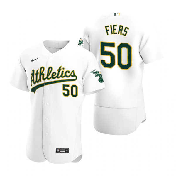 Men's Oakland Athletics #50 Mike Fiers Nike White Home FlexBase Jersey
