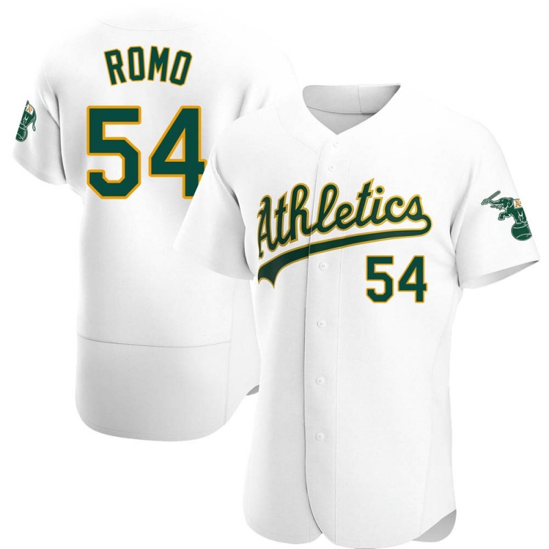 Men's Oakland Athletics #54 Sergio Romo Nike White Home FlexBase Jersey