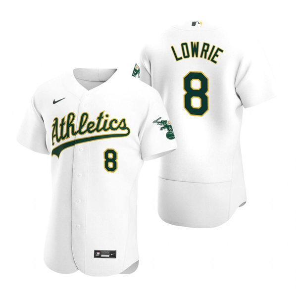 Men's Oakland Athletics #8 Jed Lowrie Nike White Home FlexBase Jersey