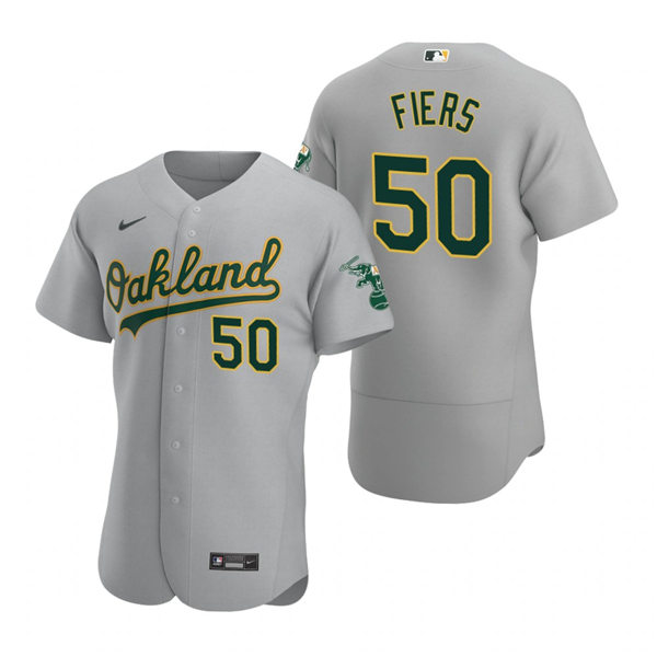 Men's Oakland Athletics #50 Mike Fiers Nike Gray Road FlexBase Jersey