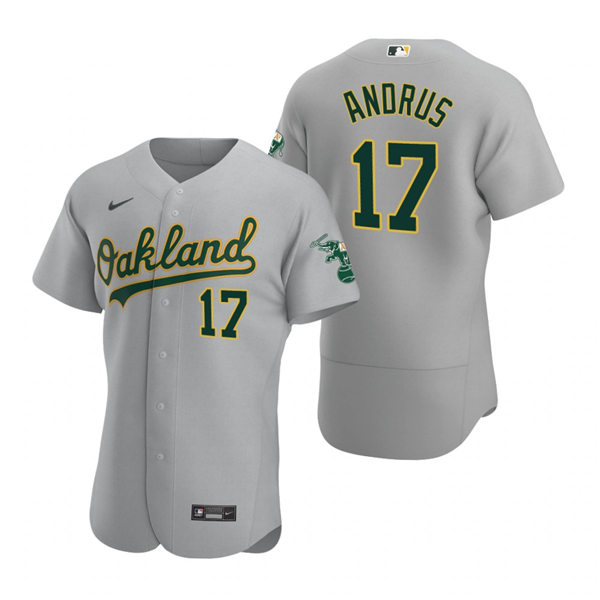 Men's Oakland Athletics #17 Elvis Andrus Nike Gray Road FlexBase Jersey