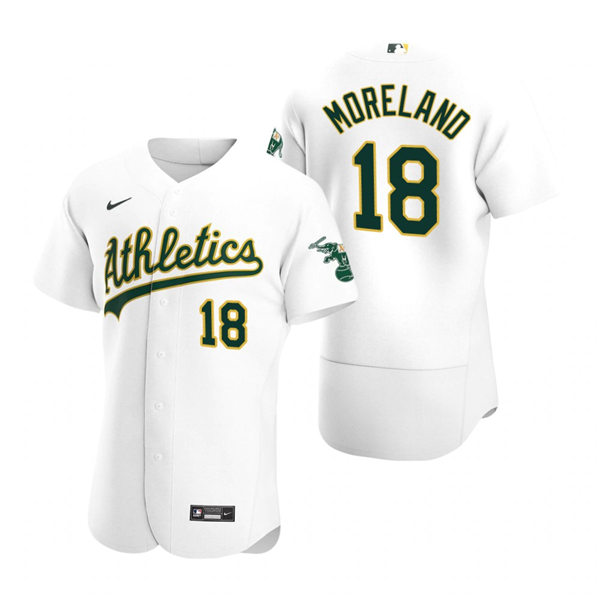 Men's Oakland Athletics #18 Mitch Moreland Nike White Home FlexBase Jersey