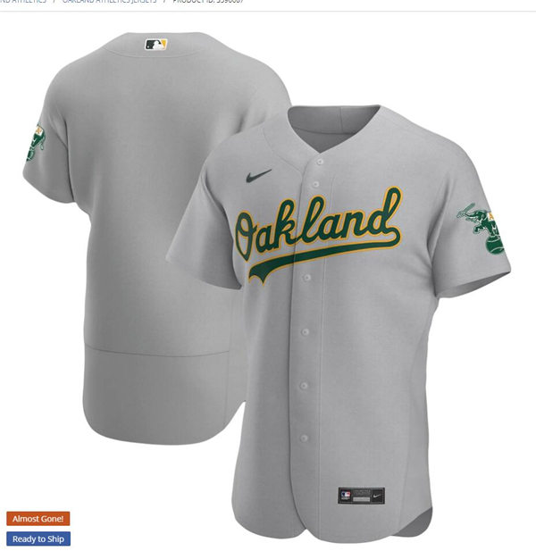 Men's Oakland Athletics Blank Nike Gray Road FlexBase Team Jersey