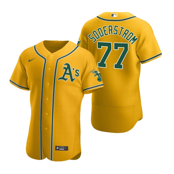 Men's Oakland Athletics #77 Tyler Soderstrom Nike Gold Alternate FlexBase Jersey