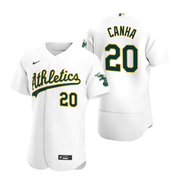 Men's Oakland Athletics #24 Mark Canha Nike White Home FlexBase Jersey