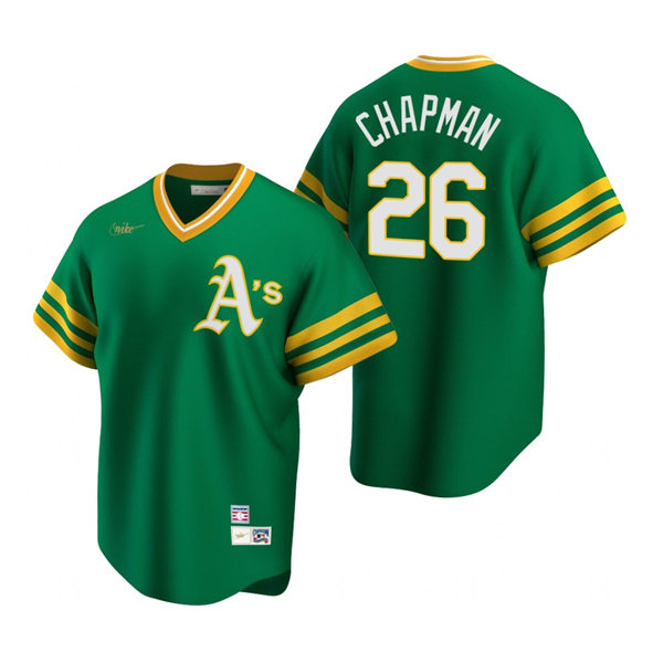 Men's Oakland Athletics #26 Matt Chapman Nike Green Pullover Cooperstown Jersey