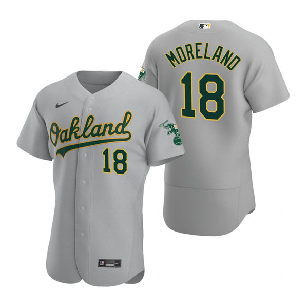 Men's Oakland Athletics #18 Mitch Moreland Nike Gray Road FlexBase Jersey Men's Oakland Athletics #18 Mitch Moreland Nike Gray Road FlexBase Jersey
