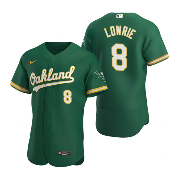 Men's Oakland Athletics #8 Jed Lowrie Nike Kelly Green Alternate FlexBase Jersey