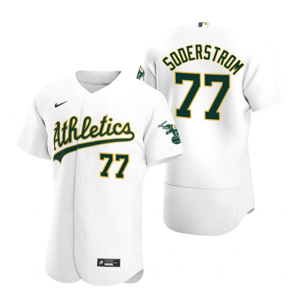 Men's Oakland Athletics #77 Tyler Soderstrom Nike White Home FlexBase Jersey