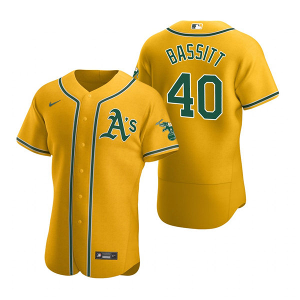 Men's Oakland Athletics #40 Chris Bassitt Nike Gold Alternate FlexBase Jersey Men's Oakland Athletics #40 Chris Bassitt Nike Gold Alternate FlexBase Jersey
