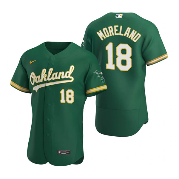 Men's Oakland Athletics #18 Mitch Moreland Nike Kelly Green Alternate FlexBase Jersey