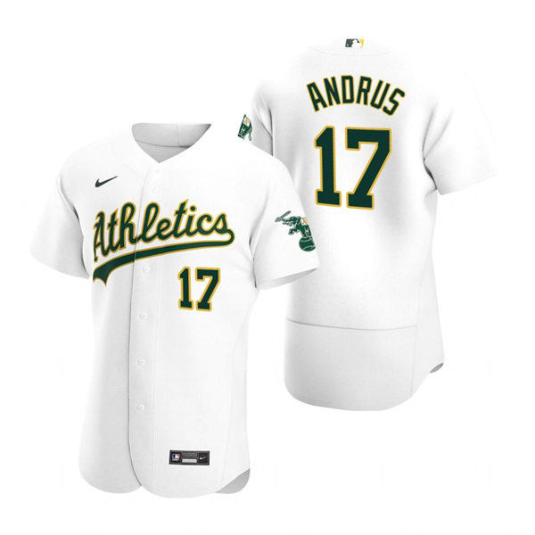 Men's Oakland Athletics #17 Elvis Andrus Nike White Home FlexBase Jersey