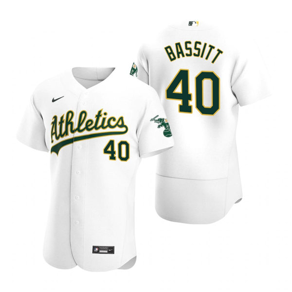 Men's Oakland Athletics #40 Chris Bassitt Nike White Home FlexBase Jersey