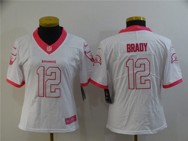 Women's Tampa Bay Buccaneers #12 Tom Brady Nike White Pink Fashion Jersey