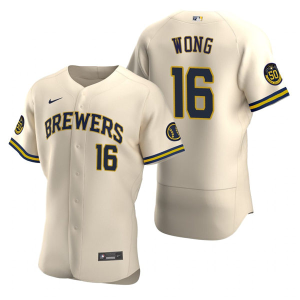 Men's Milwaukee Brewers #16 Kolten Wong Nike Cream Home FlexBase Jersey Men's Milwaukee Brewers #16 Kolten Wong Nike Cream Home FlexBase Jersey