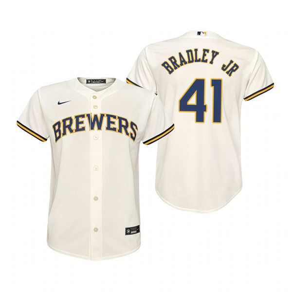Youth Milwaukee Brewers #41 Jackie Bradley Jr. Nike Cream Home Jersey