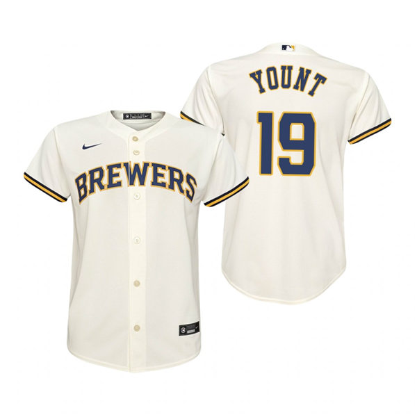 Youth Milwaukee Brewers #19 Robin Yount Nike Cream Home Jersey Youth Milwaukee Brewers #19 Robin Yount Nike Cream Home Jersey