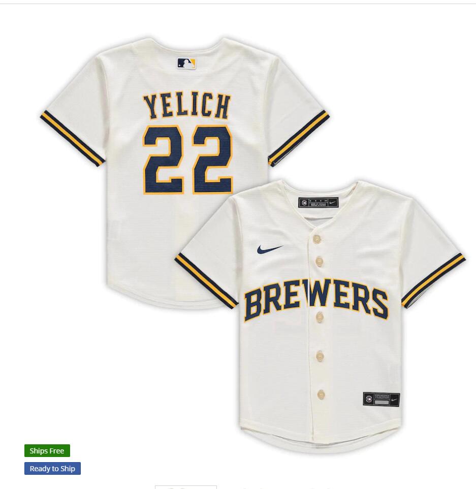 Preschool Milwaukee Brewers Christian Yelich Nike Cream Home Replica Player Jersey