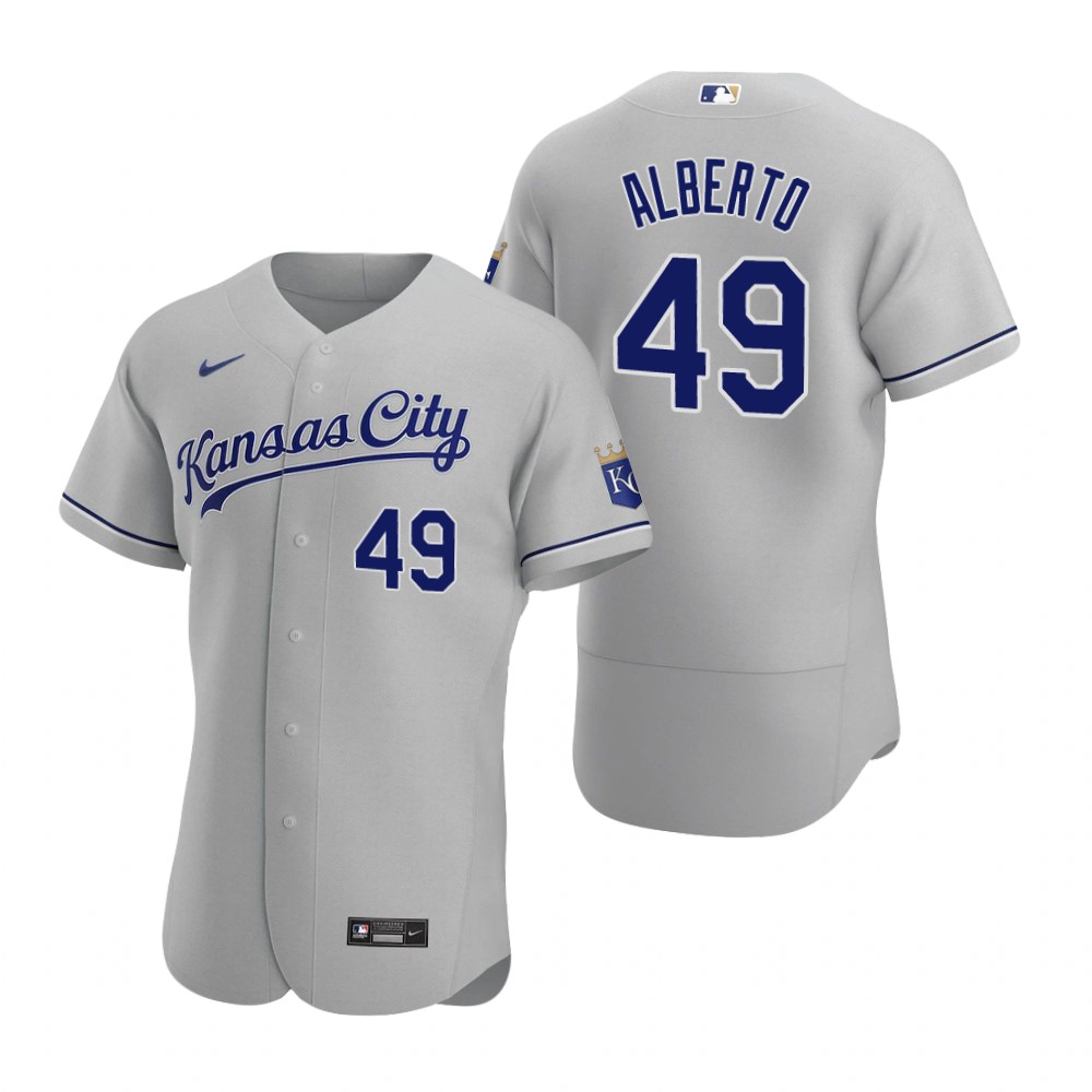 Men's Kansas City Royals #49 Hanser Alberto Nike Gray Road FlexBase Jersey