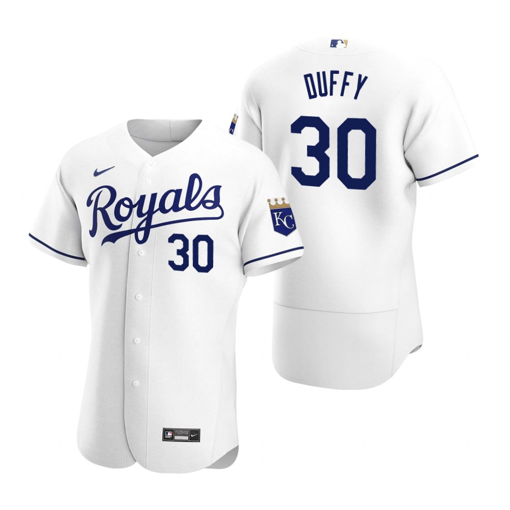 Men's Kansas City Royals #30 Danny Duffy Nike Home White FlexBase Jersey