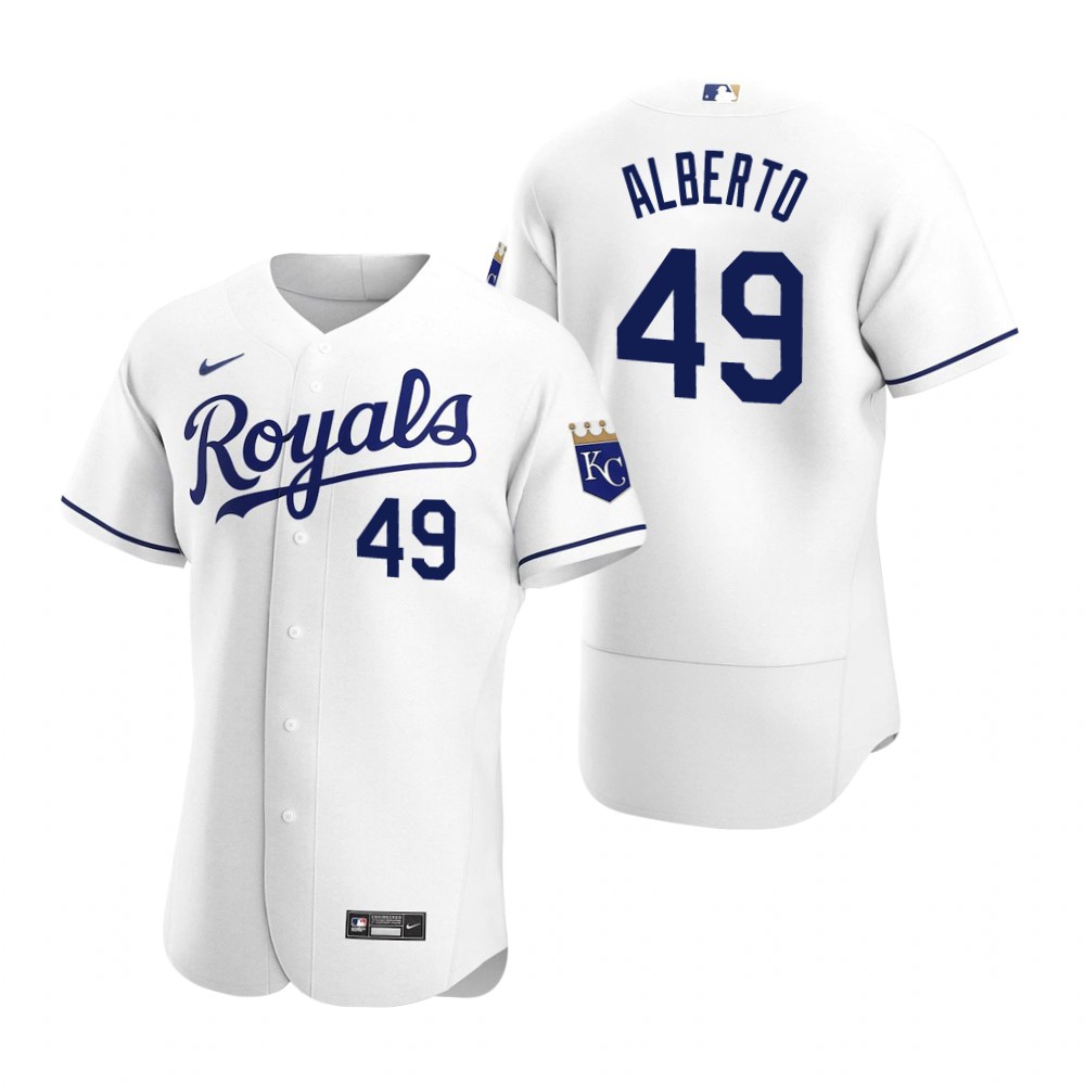 Men's Kansas City Royals #49 Hanser Alberto Nike Home White FlexBase Jersey