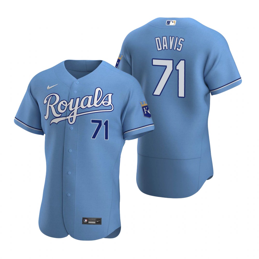 Men's Kansas City Royals #71 Wade Davis Nike Light Blue Alternate Flex Base Baseball Jersey