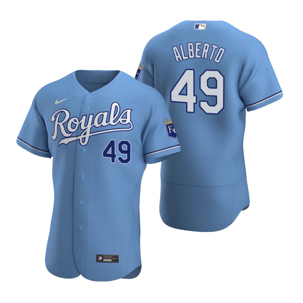 Men's Kansas City Royals #49 Hanser Alberto Nike Light Blue Alternate Flex Base Baseball Jersey
