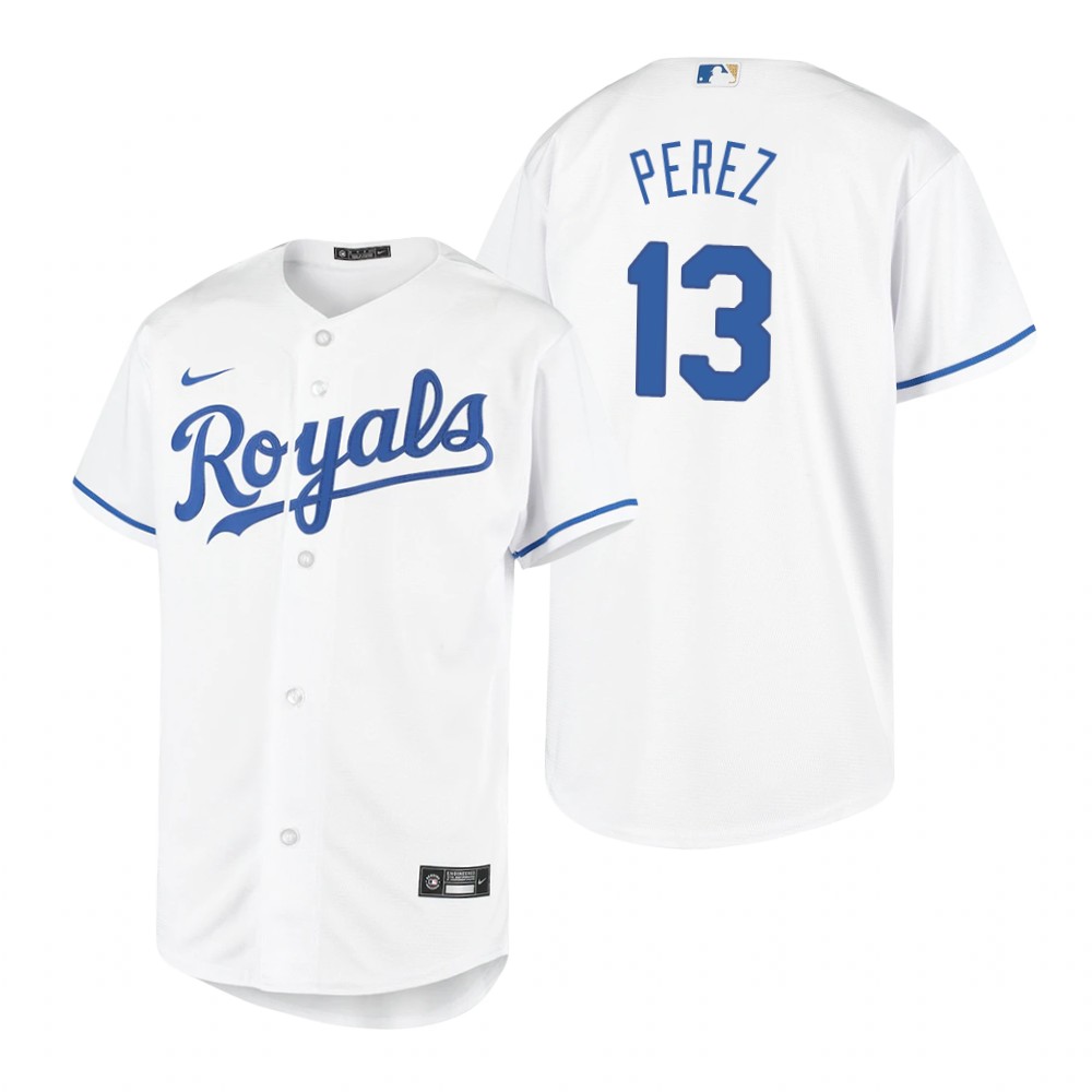 Youth Kansas City Royals #13 Salvador Perez Nike White Home Jersey Youth Kansas City Royals #13 Salvador Perez Nike White Home Jersey
