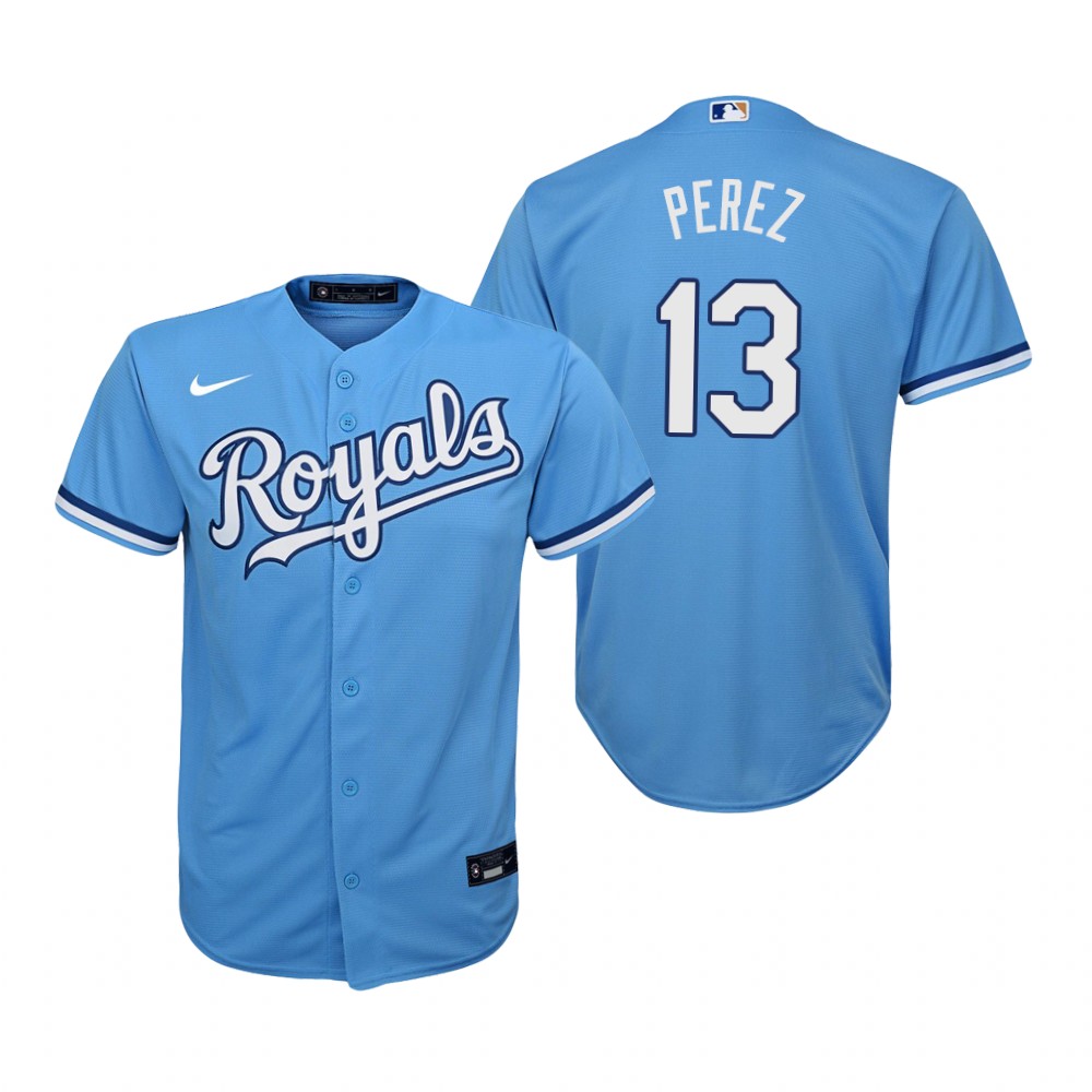 Youth Kansas City Royals #13 Salvador Perez Nike Light Blue Alternate Jersey Youth Kansas City Royals #13 Salvador Perez Nike Light Blue Alternate Jersey