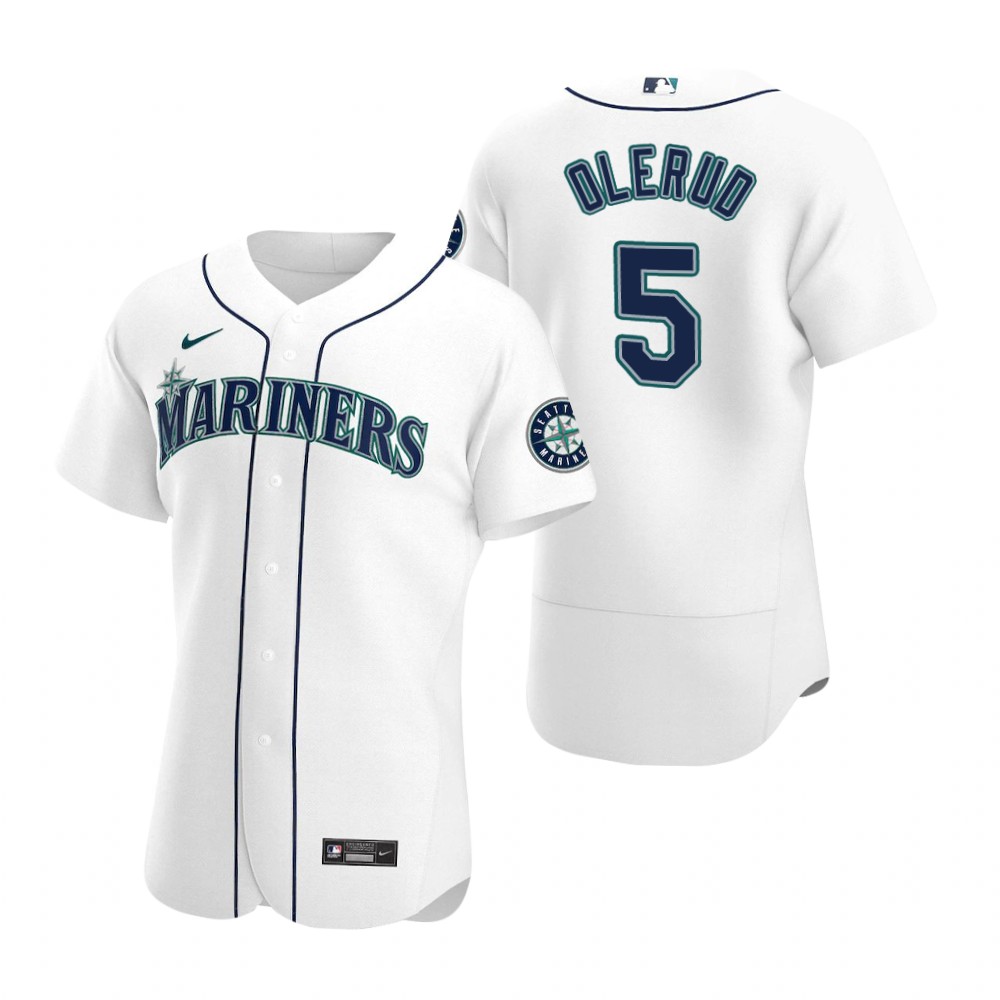 Men's Seattle Mariners Retired Player #5 John Olerud Stitched Nike White FlexBase Jersey Men's Seattle Mariners Retired Player #5 John Olerud Stitched Nike White FlexBase Jersey