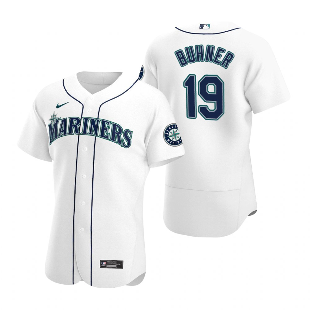 Men's Seattle Mariners Retired Player #19 Jay Buhner Stitched Nike White FlexBase Jersey
