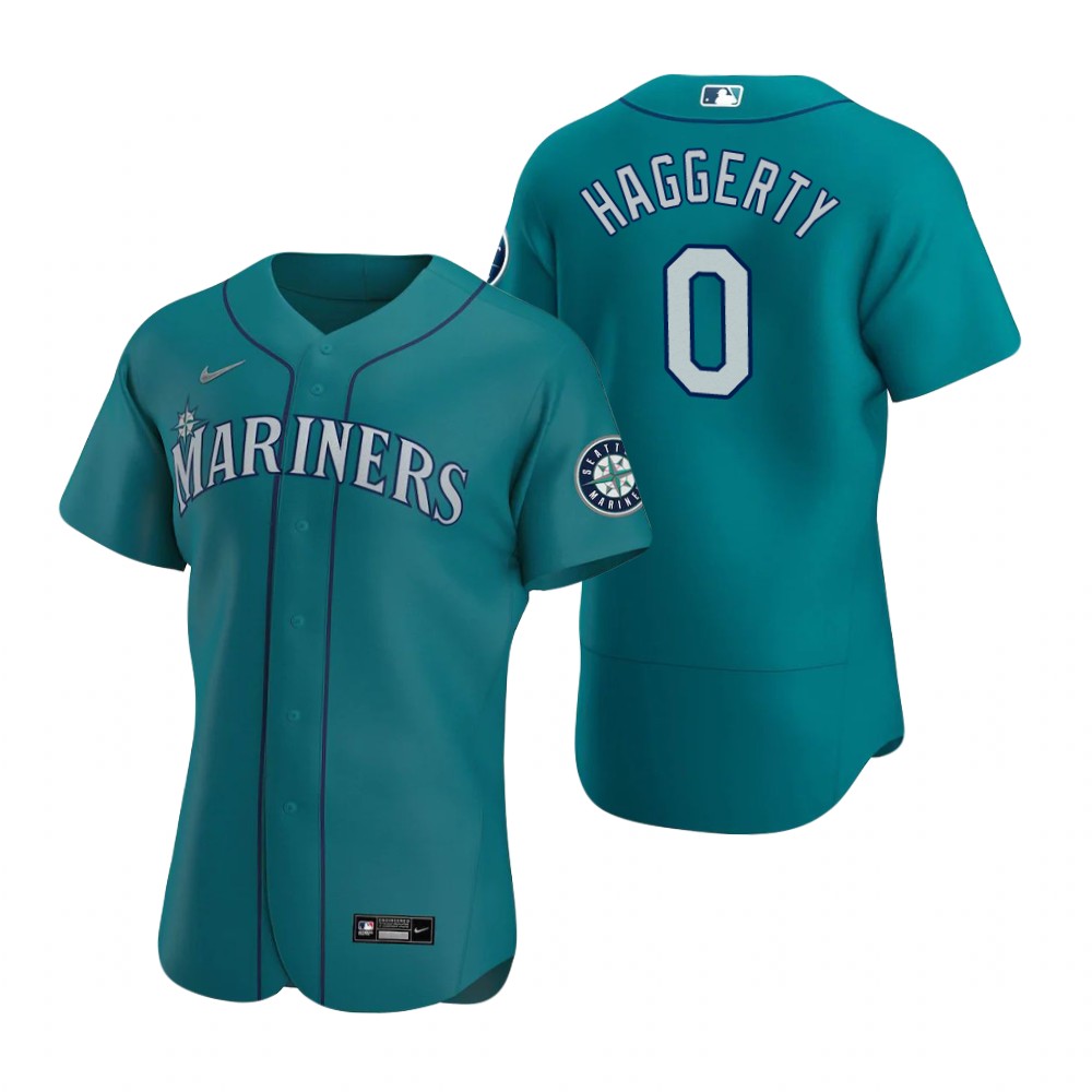 Men's Seattle Mariners #0 Sam Haggerty Nike Aqua Alternate FlexBase Player Jersey Men's Seattle Mariners #0 Sam Haggerty Nike Aqua Alternate FlexBase Player Jersey