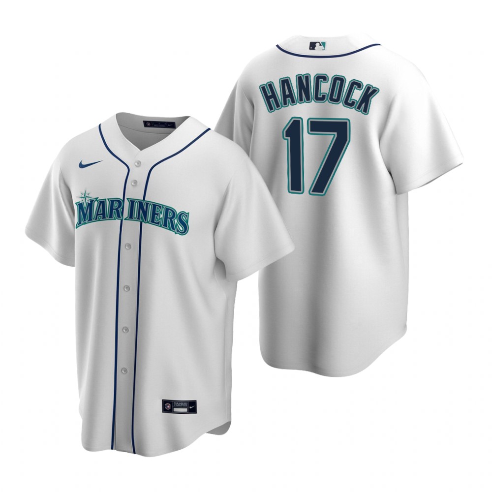 Men's Seattle Mariners #17 Emerson Hancock Nike White Home Cool Base Jersey Men's Seattle Mariners #17 Emerson Hancock Nike White Home Cool Base Jersey