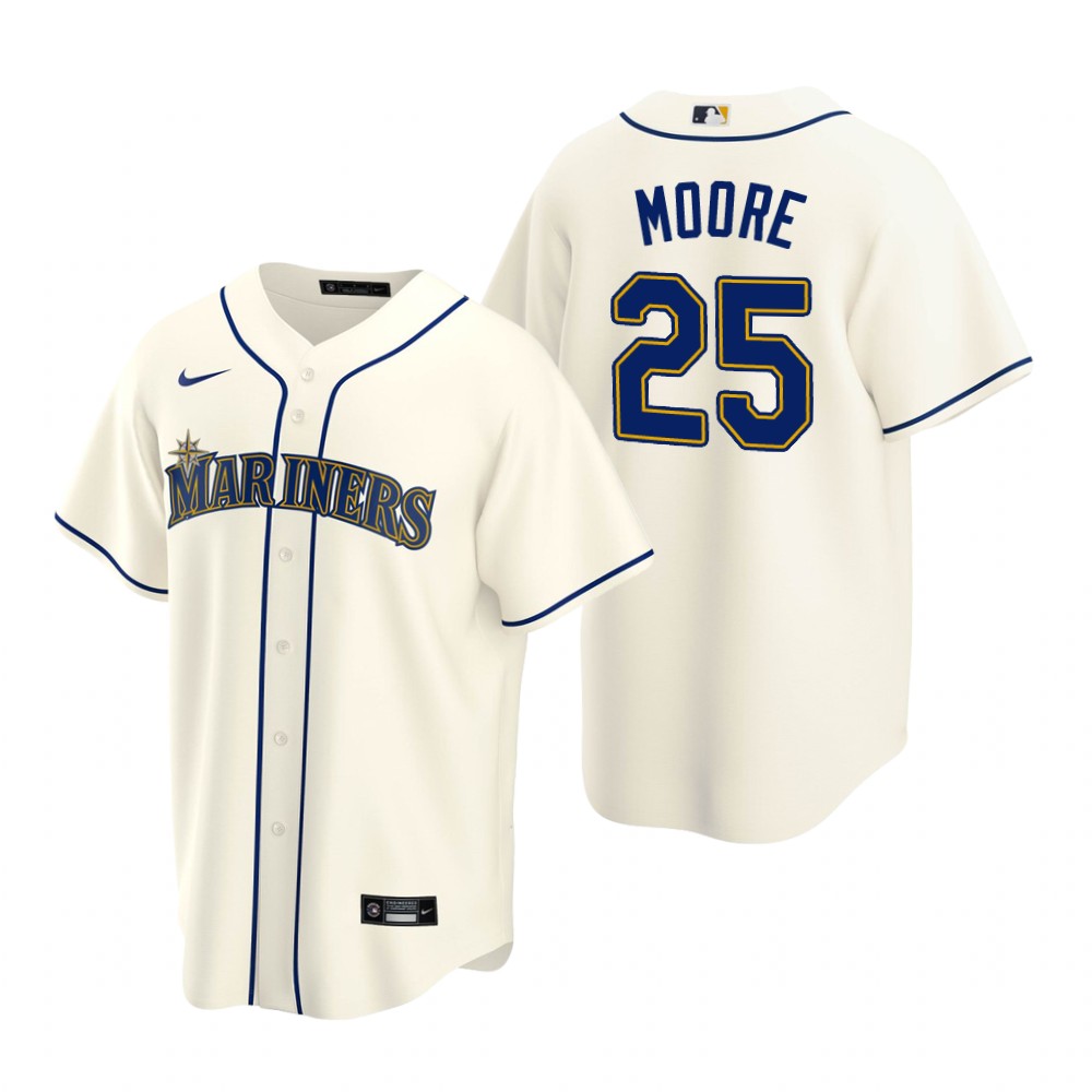 Men's Seattle Mariners #25 Dylan Moore Nike Cream Alternate Cool Base Jersey