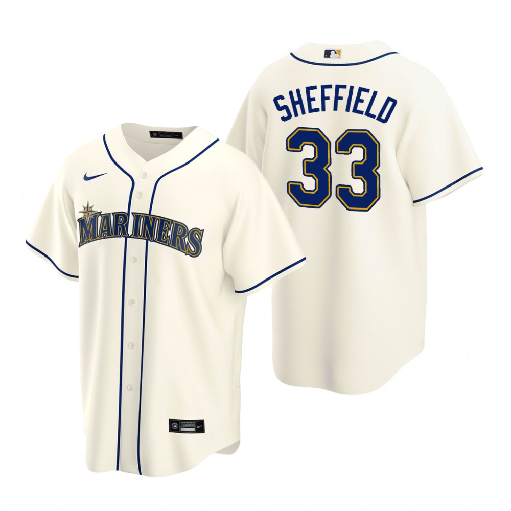 Men's Seattle Mariners #33 Justus Sheffield Nike Cream Alternate Cool Base Jersey Men's Seattle Mariners #33 Justus Sheffield Nike Cream Alternate Cool Base Jersey