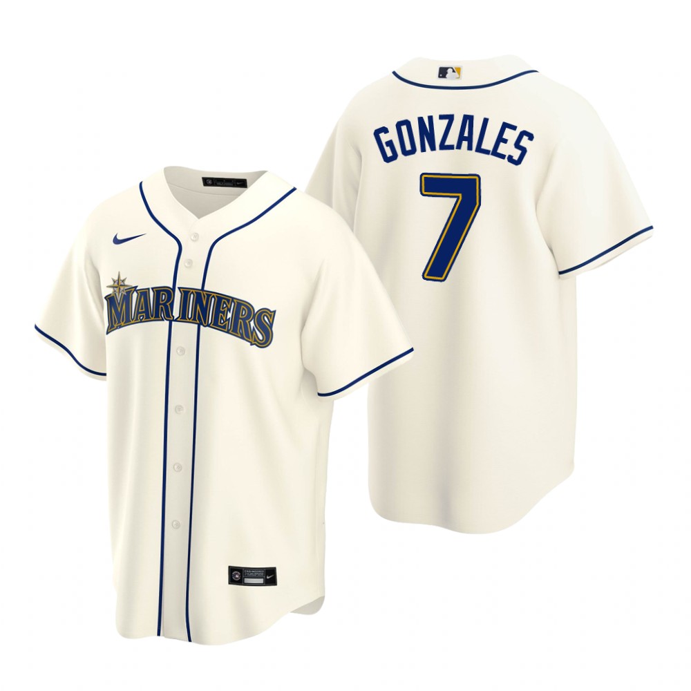 Men's Seattle Mariners #7 Marco GonzalesNike Cream Alternate Cool Base Jersey