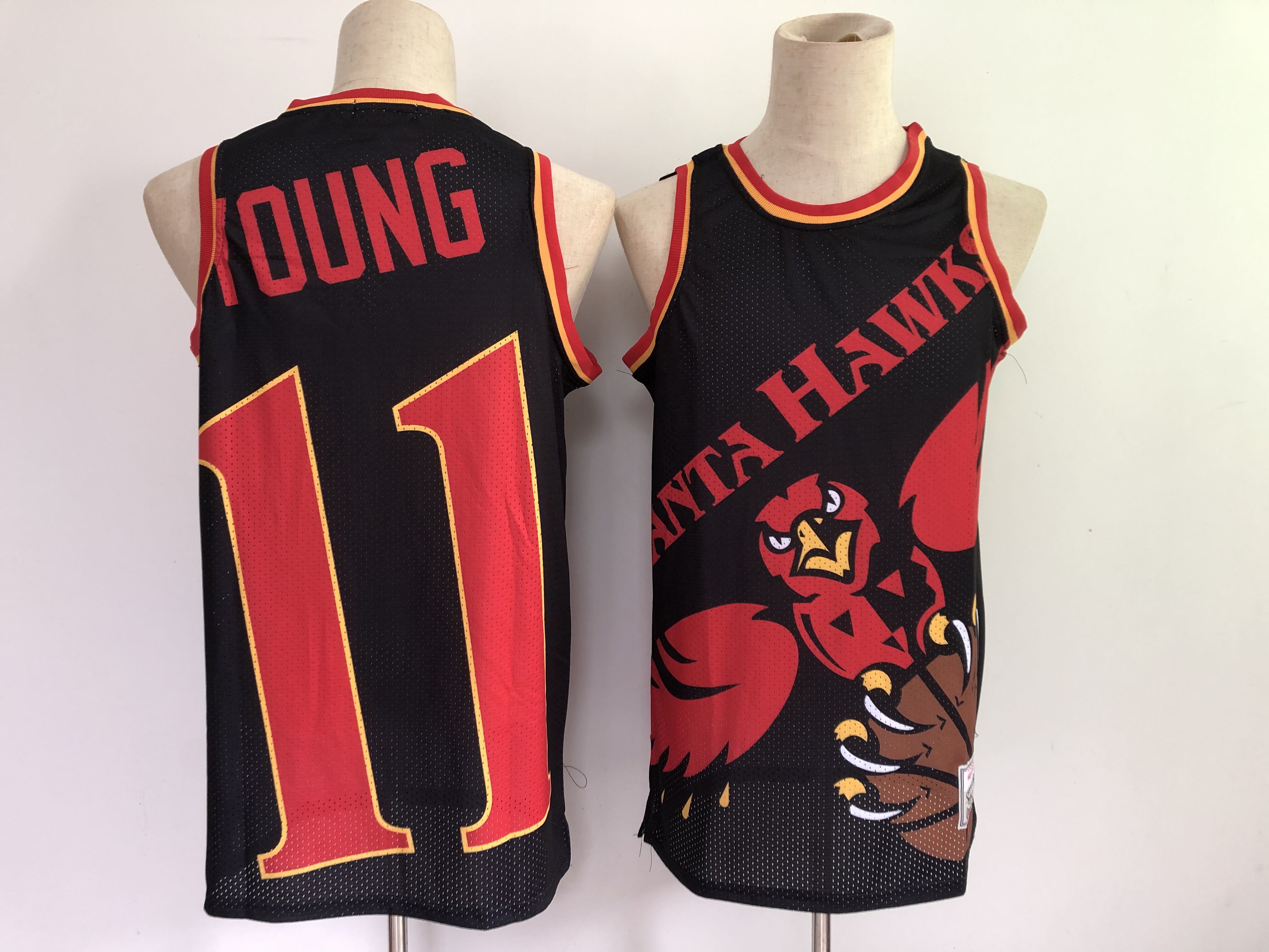 Men's Atlanta Hawks #11 Trae Young Black Big Face Mitchell Ness Hardwood Classics Soul Swingman Throwback Jersey Men's Atlanta Hawks #11 Trae Young Black Big Face Mitchell Ness Hardwood Classics Soul Swingman Throwback Jersey