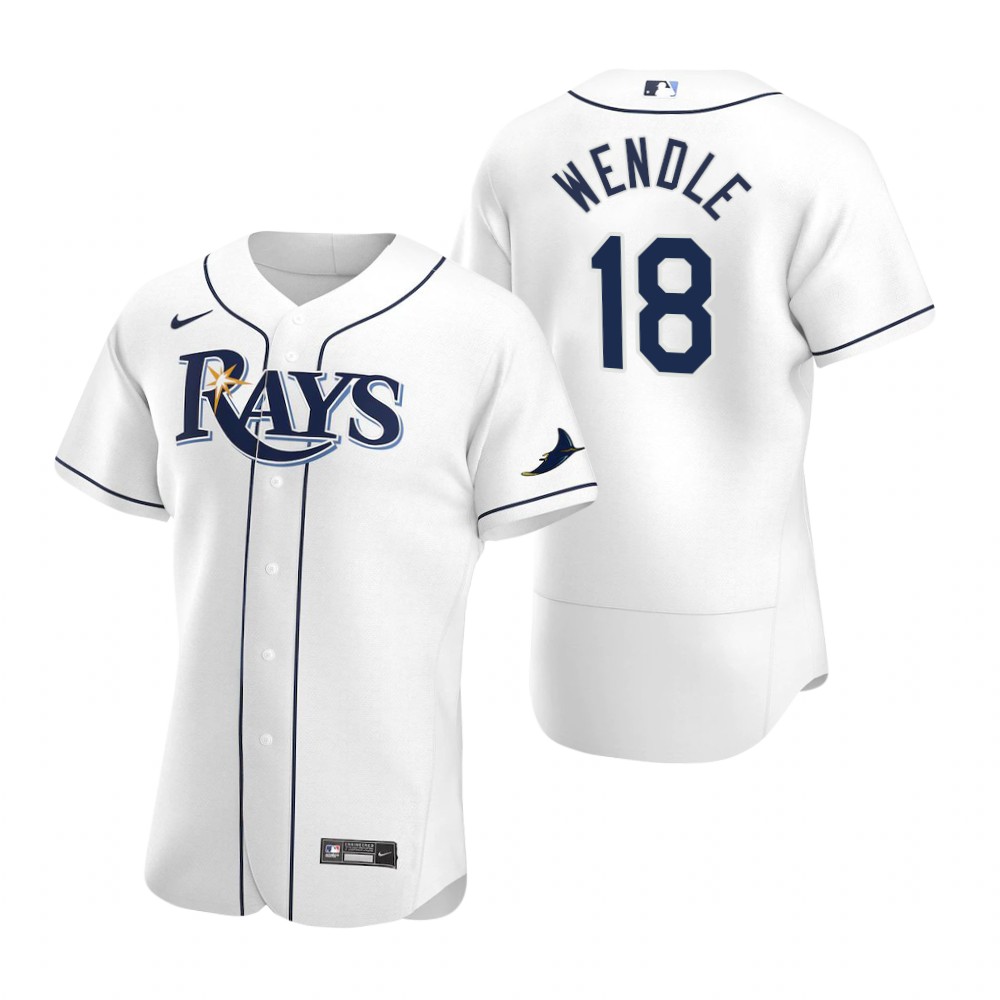 Men's Tampa Bay Rays #18 Joey Wendle Nike White Home FlexBase Baseball Jersey Men's Tampa Bay Rays #18 Joey Wendle Nike White Home FlexBase Baseball Jersey