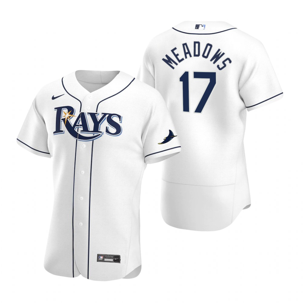 Men's Tampa Bay Rays #17 Austin Meadows Nike White Home FlexBase Baseball Jersey