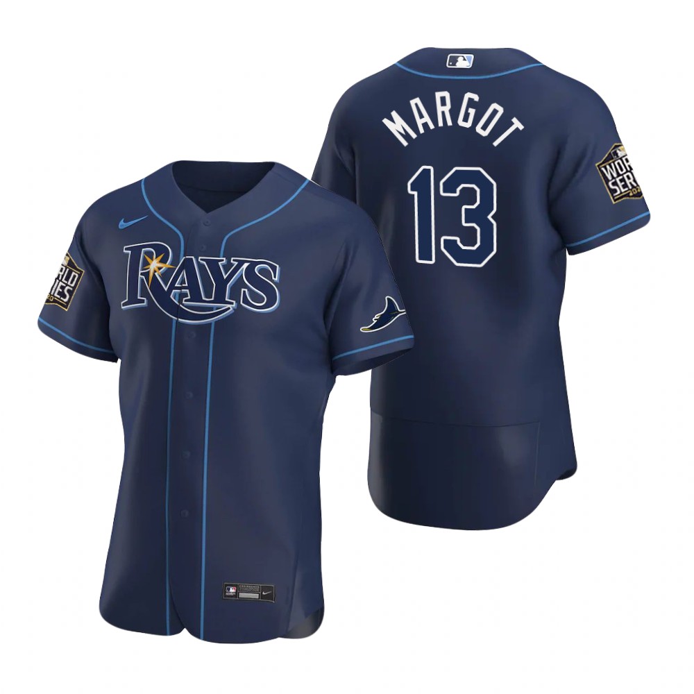 Men's Tampa Bay Rays #13 Manuel Margot Nike Navy Alternate FlexBase Jersey