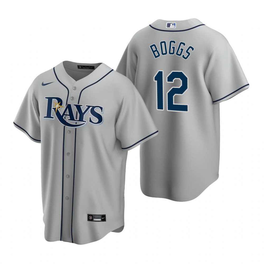 Men's Tampa Bay Rays Retired Player #12 Wade Boggs Nike Away Gray Jersey